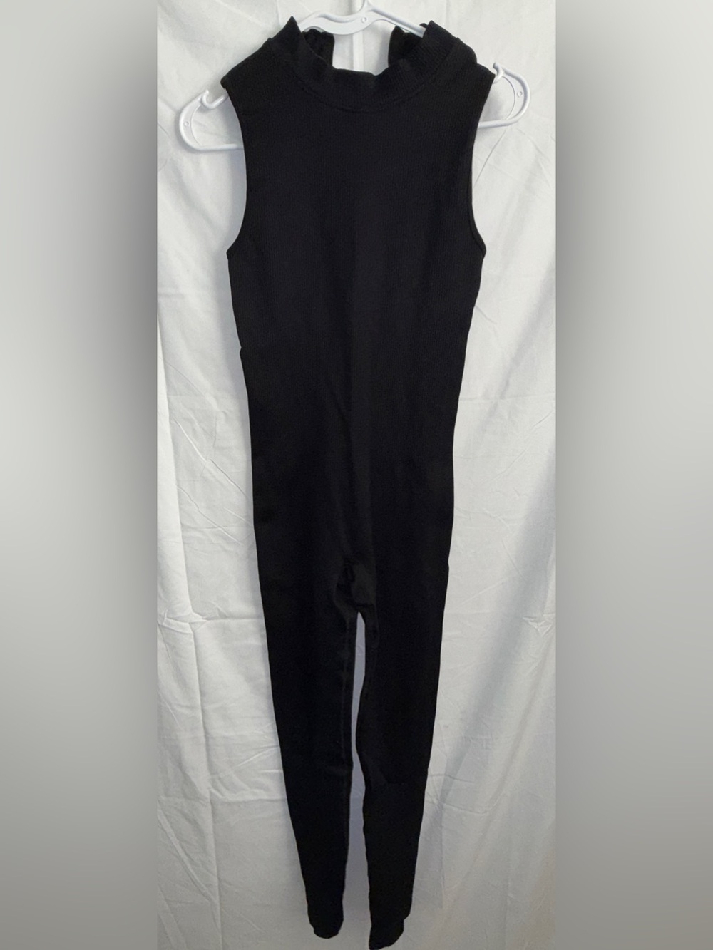 NWOT- Sleeveless Black Ribbed Knit Jumpsuit-Size M